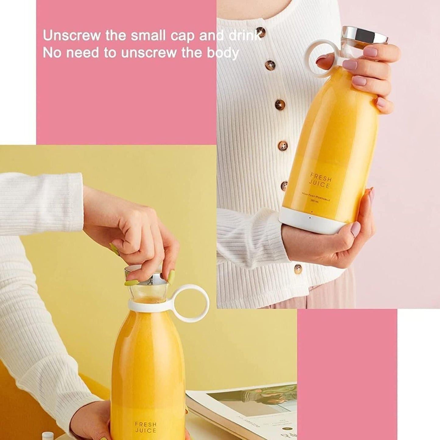 Electric Portable Mini Juicer Bottle - 4 Blades